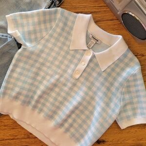 RSQ Juniors Womens Crop Polo short sleeve Sweater